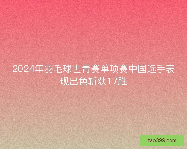 2024年羽毛球世青赛单项赛中国选手表现出色斩获17胜