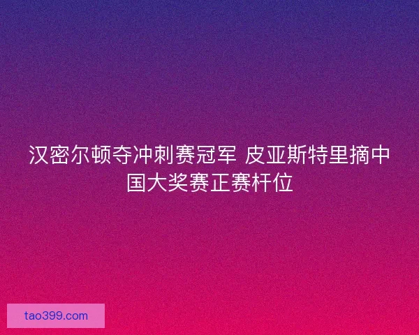 汉密尔顿夺冲刺赛冠军 皮亚斯特里摘中国大奖赛正赛杆位 汉密尔顿夺冲刺赛冠军 皮亚斯特里摘中国大奖赛正赛杆位
