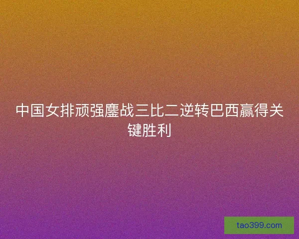 中国女排顽强鏖战三比二逆转巴西赢得关键胜利